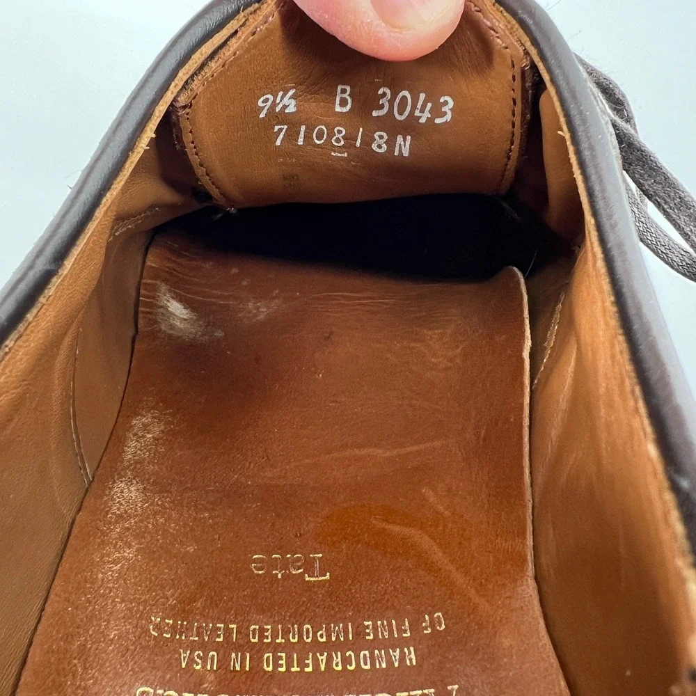 Allen Edmonds Tate Mens‎ 9.5 B Brown Wingtip Brogue Leather Oxford Dress Shoes